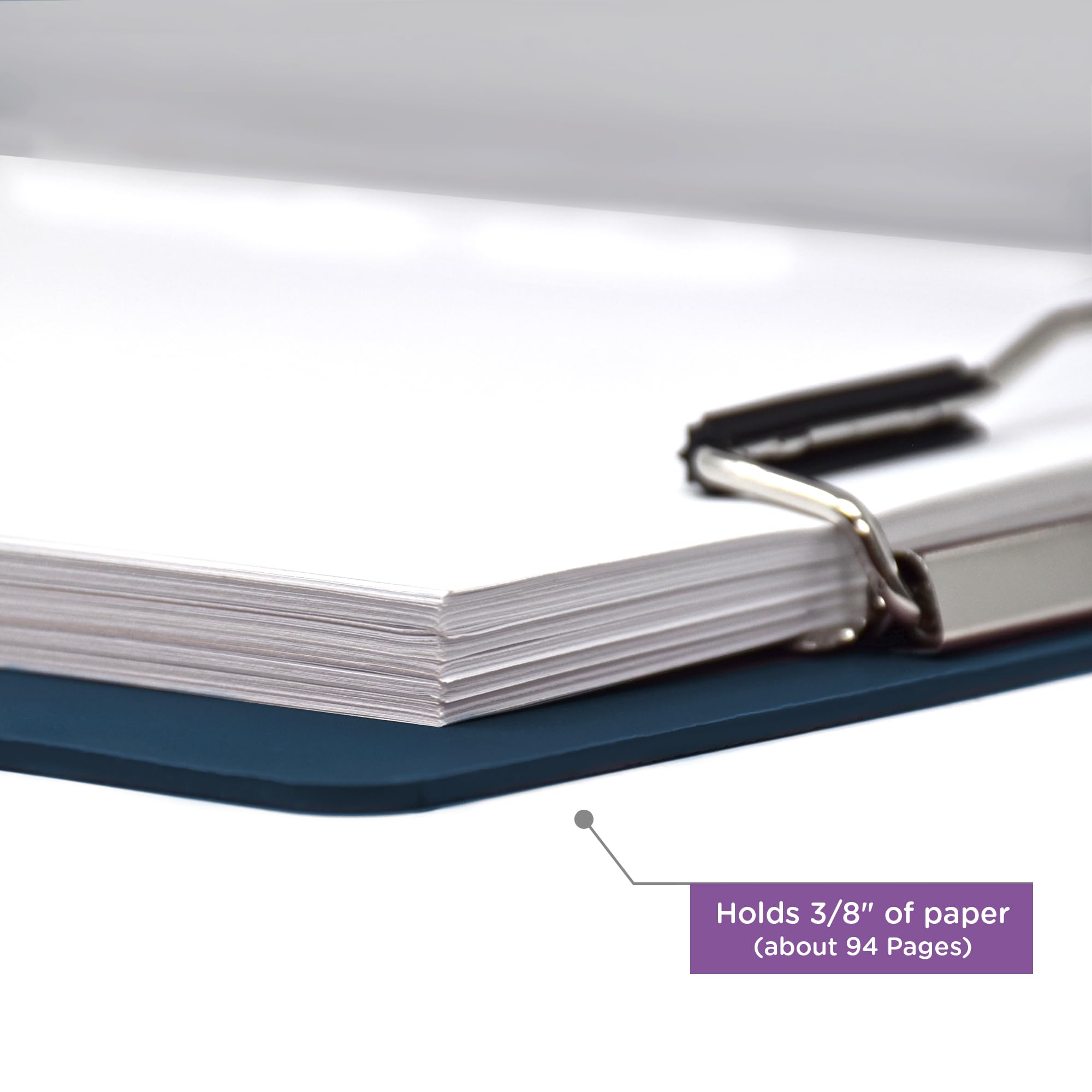 Carstens Heavy Duty Book Style Clipboard with Cover, 2 Clips – Navy Blue - Image 3