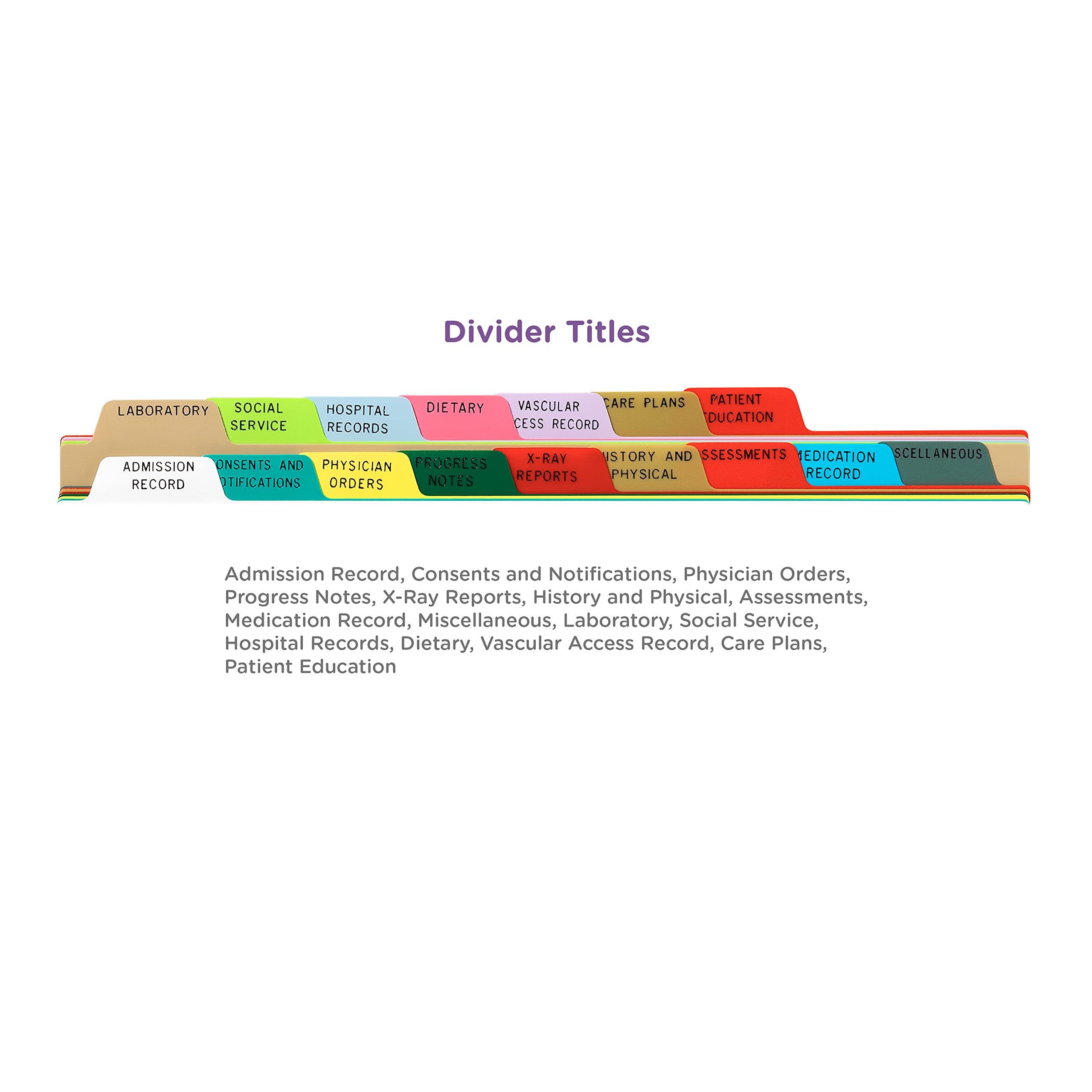 Carstens Heavy Duty Plastic Dialysis Divider Set, 16-Tab, with Pull Tab Die Cuts, 2674-00, for Side-Opening 3-Ring and 5-Ring Binders - Image 3
