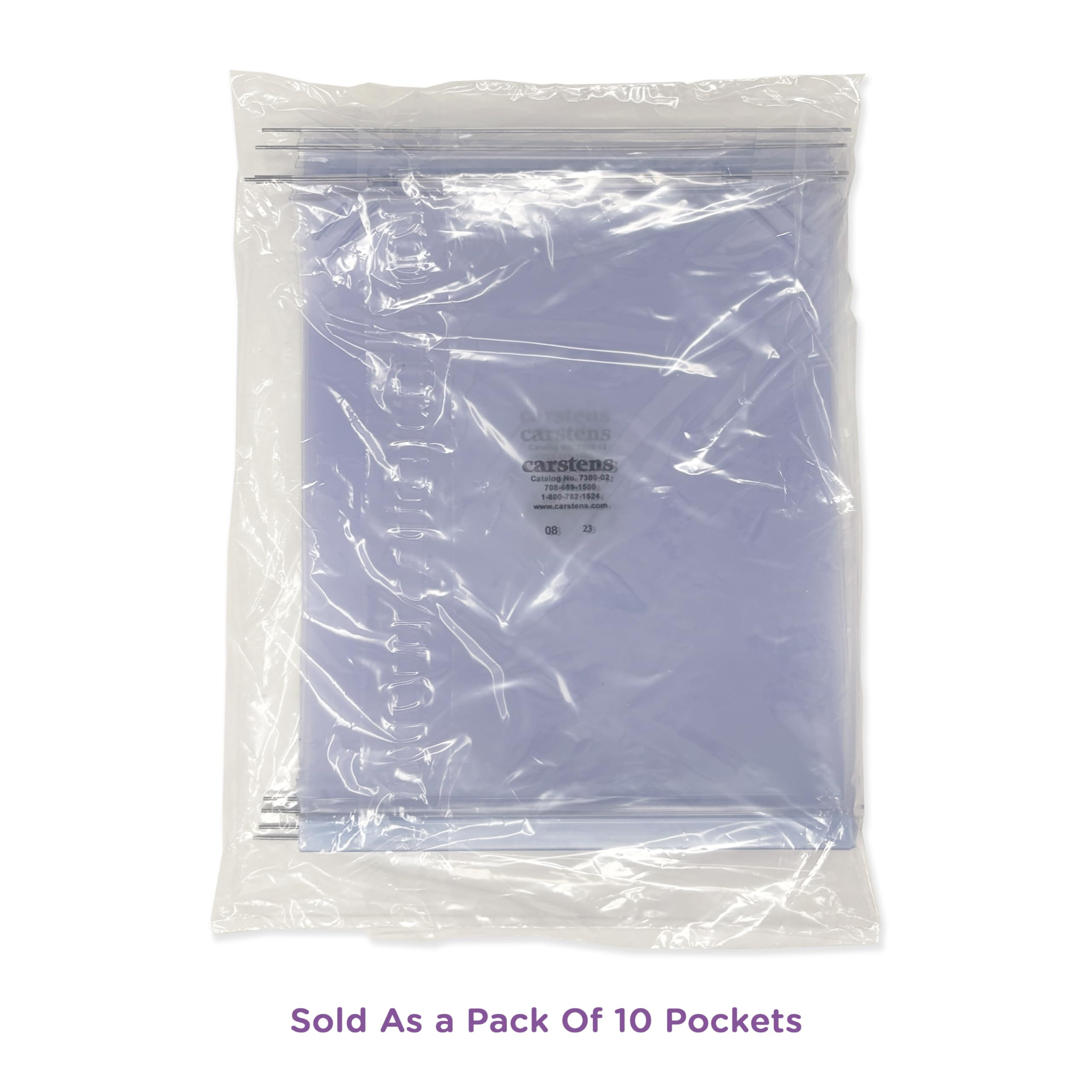 Carstens Replacement Vinyl Pockets with Rods for Kardex-Visitray Document Filing Systems, 11" x 8.5" (Pack of 10) - Image 3